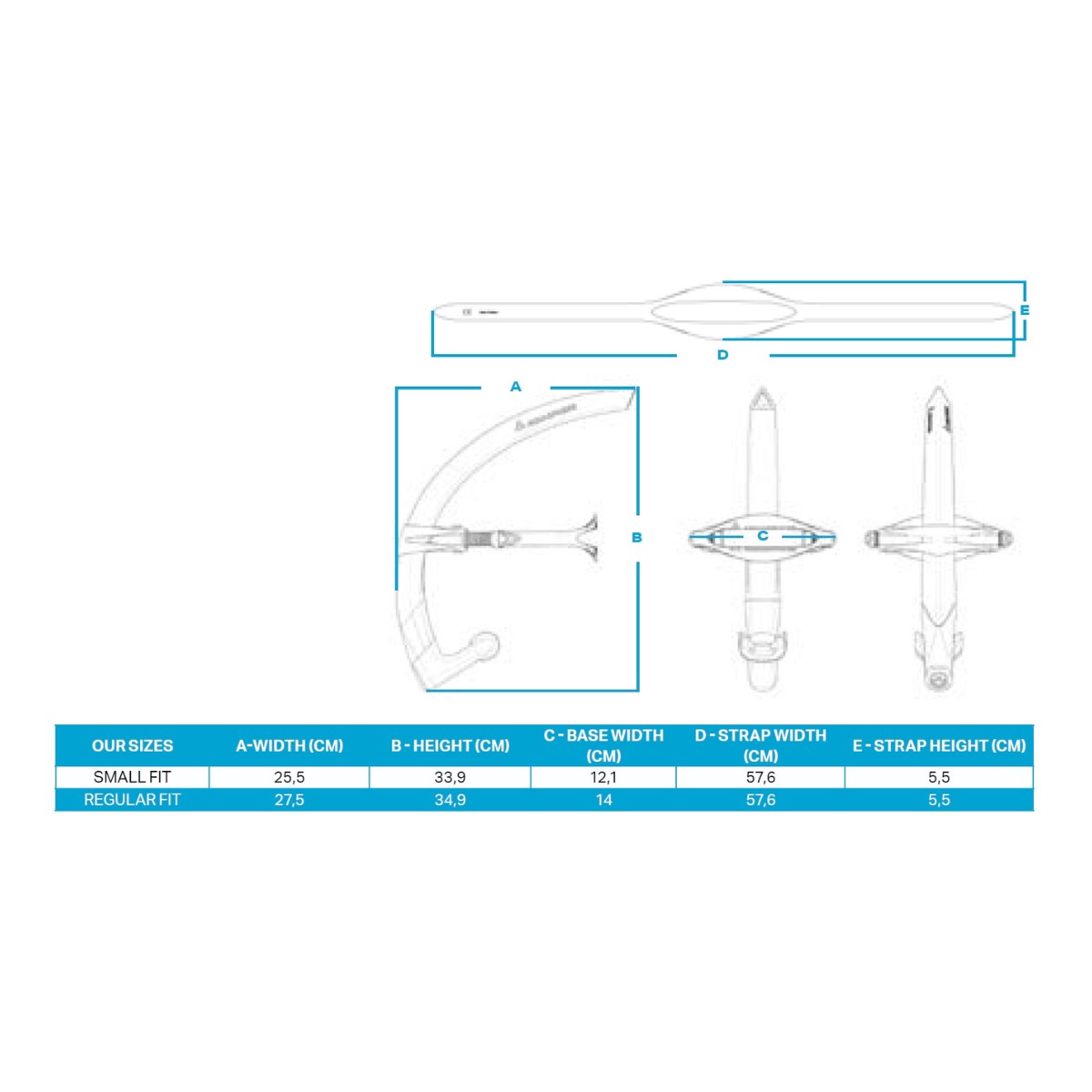 Focus Snorkel size chart