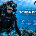 Diver wearing a scuba diving BCD underwater