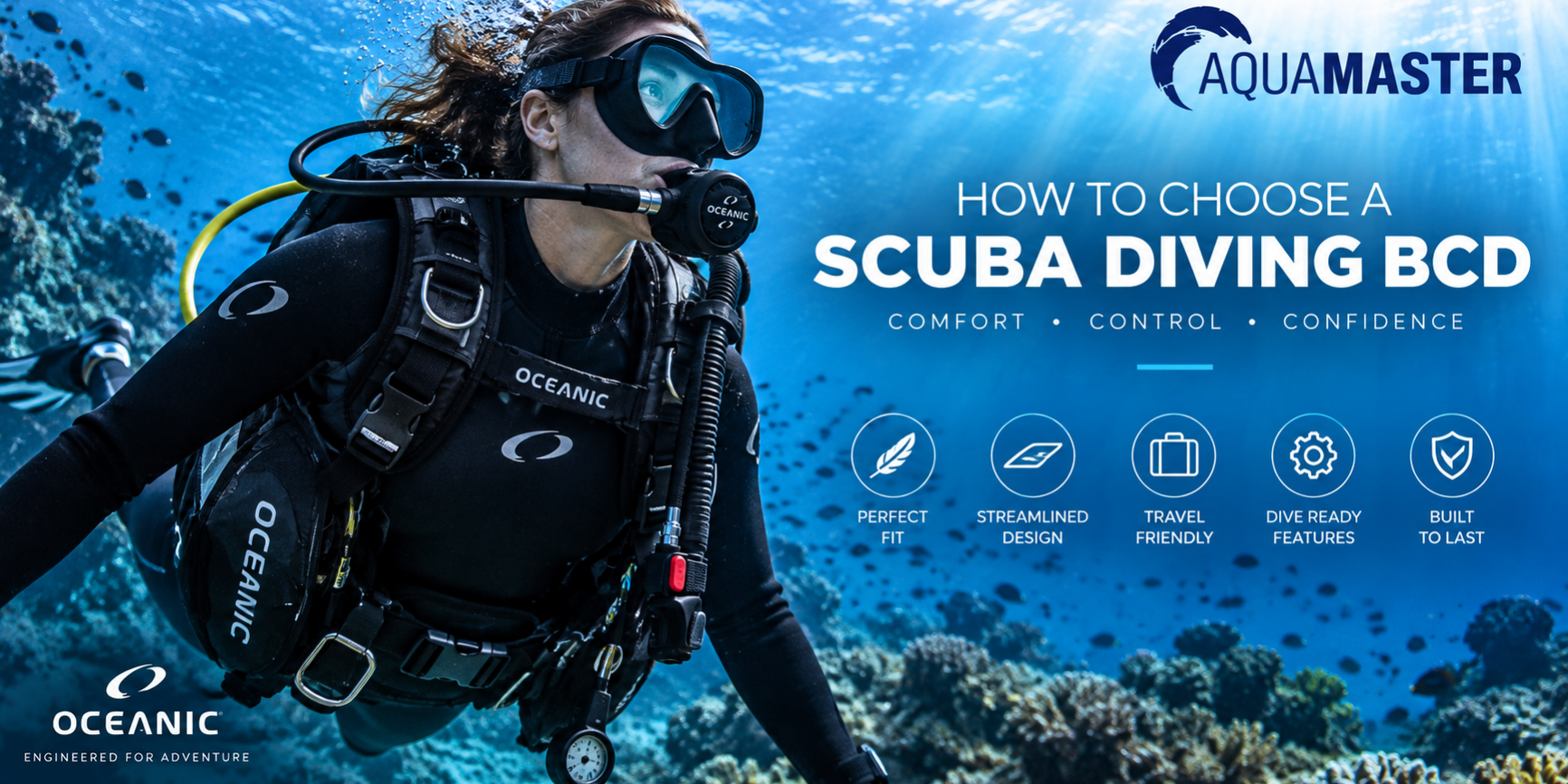 How to Choose a Scuba Diving BCD Diver wearing a scuba diving BCD underwater