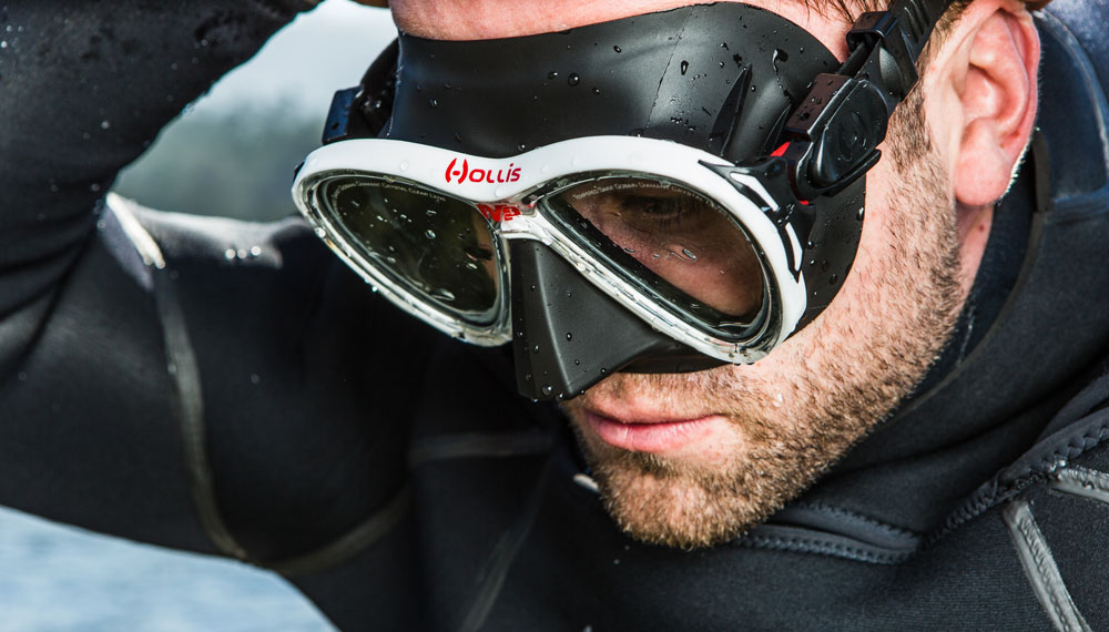 Hollis M3 dive mask with dual UltraClear glass lenses